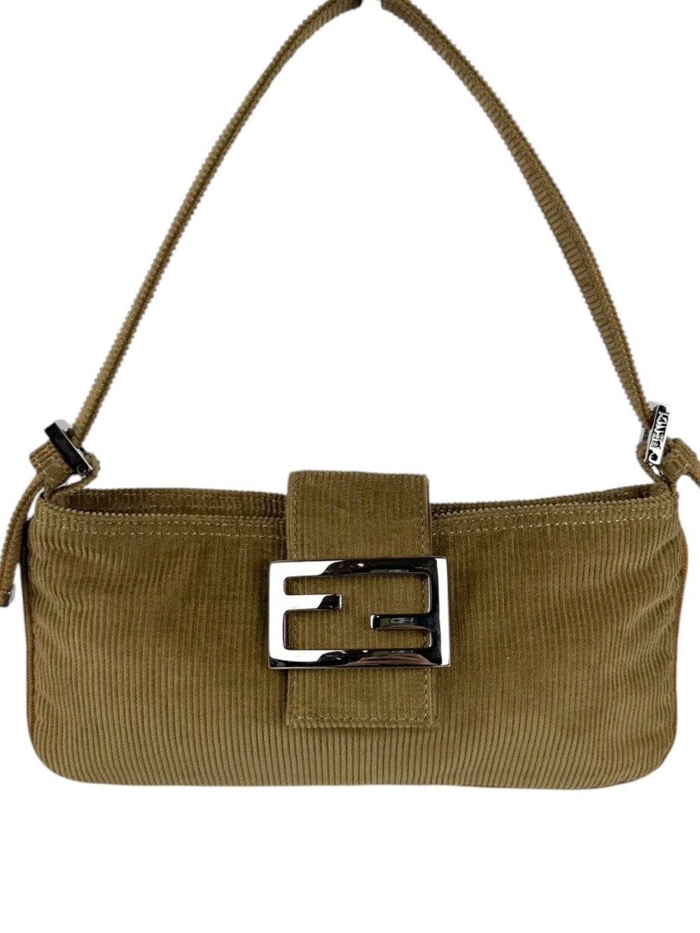 Fendi Corduroy Baguette Shoulder Bag – Brown Corduroy FF Buckle Mini Bag